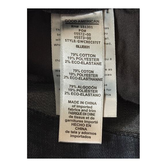 Good American Good Waist Crop skinny raw hem jeans dark blue size 26 - Picture 6 of 7